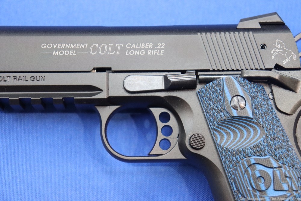 Colt Model 1911 Rail Gun Pistol 22LR 12RD Semi Auto Germany G10 BLUE BLACK-img-2