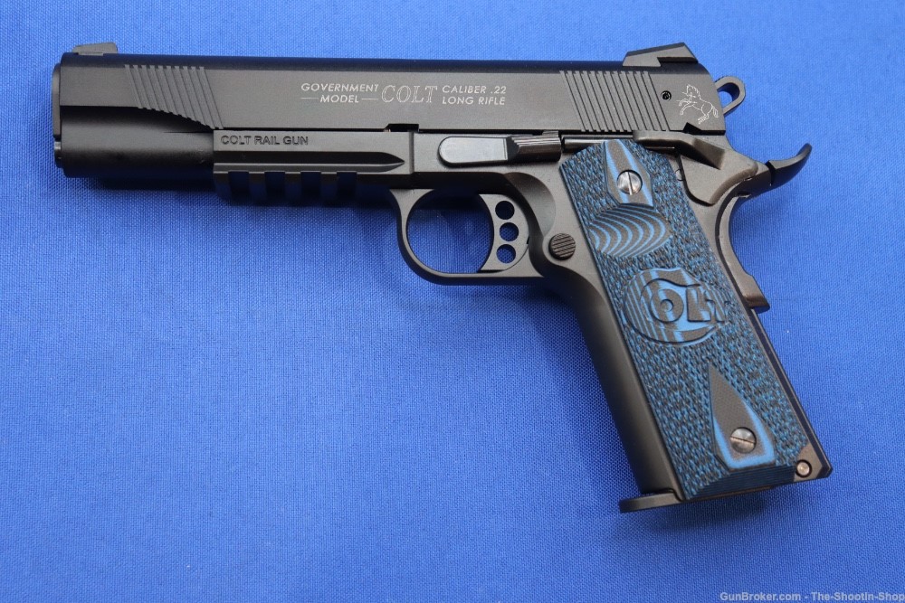 Colt Model 1911 Rail Gun Pistol 22LR 12RD Semi Auto Germany G10 BLUE BLACK-img-0