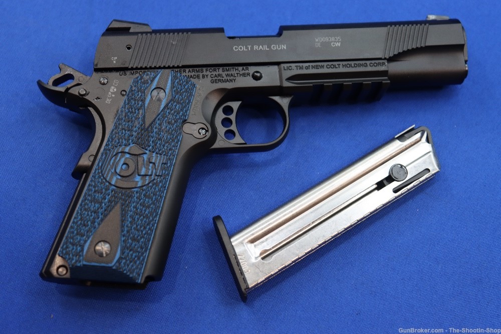 Colt Model 1911 Rail Gun Pistol 22LR 12RD Semi Auto Germany G10 BLUE BLACK-img-18