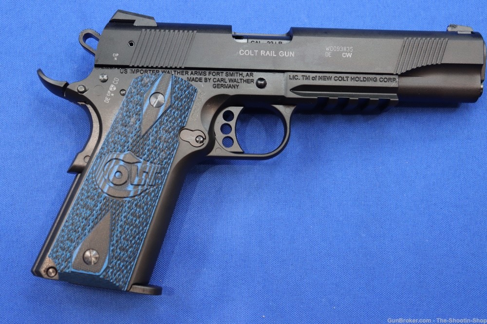 Colt Model 1911 Rail Gun Pistol 22LR 12RD Semi Auto Germany G10 BLUE BLACK-img-5