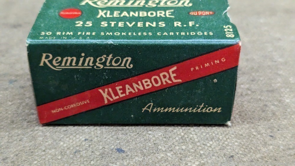 Vintage Remington Kleanbore 25 Stevens Rimfire,  50 round box-img-1