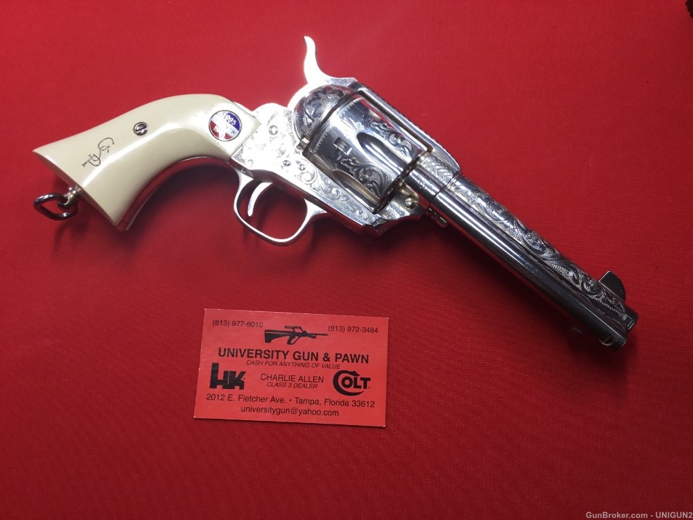 Cased UBERTI General George S. Patton JR Tribute Revolver Colt 45 Nickel -img-3