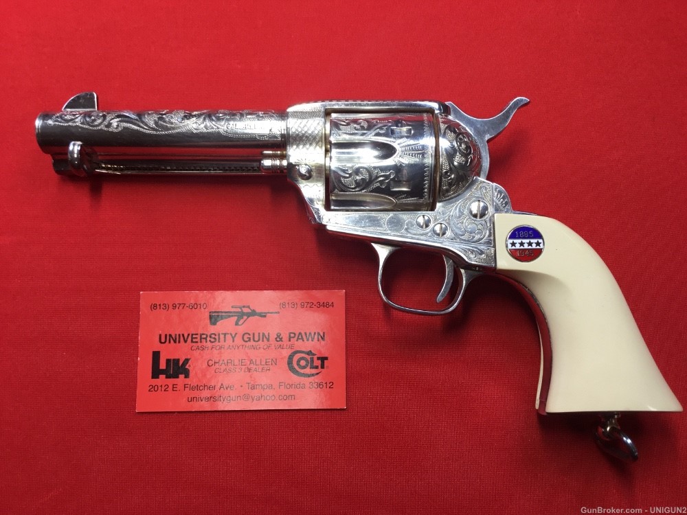 Cased UBERTI General George S. Patton JR Tribute Revolver Colt 45 Nickel -img-1