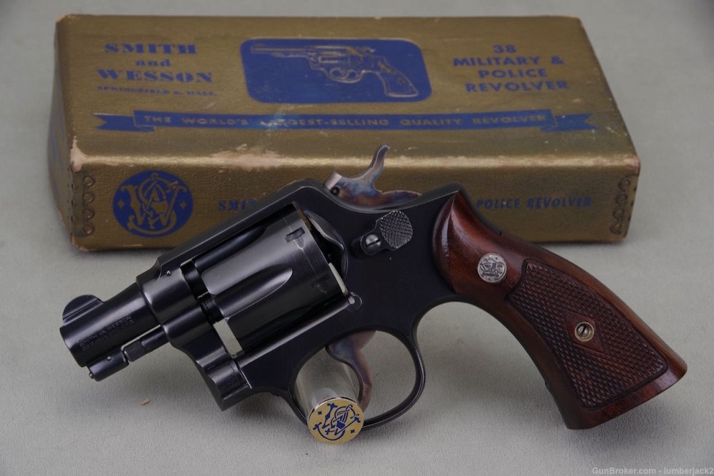 Exceptional 1950 Smith & Wesson M&P Pre Model 10 38 Spl 2'' Blue w Orig Box-img-0