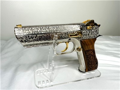 RARE "Baby Deagle"Engraved IWI Jericho 941 Nickel & 24K GOLD 