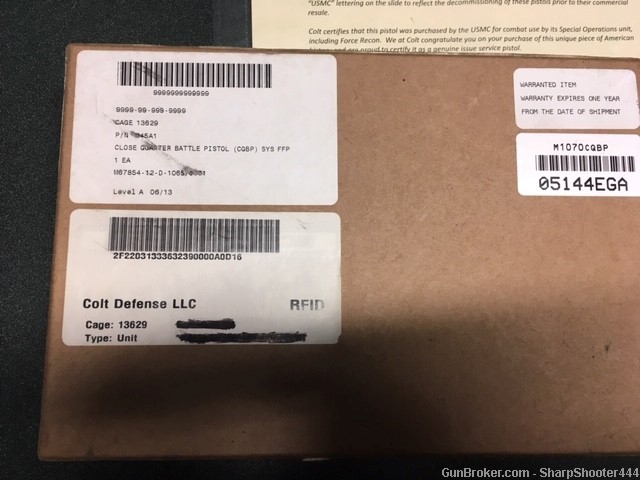 Colt USMC DECOMMISSIONED M45A1 Marine Corps US Property Unissued With Box-img-1
