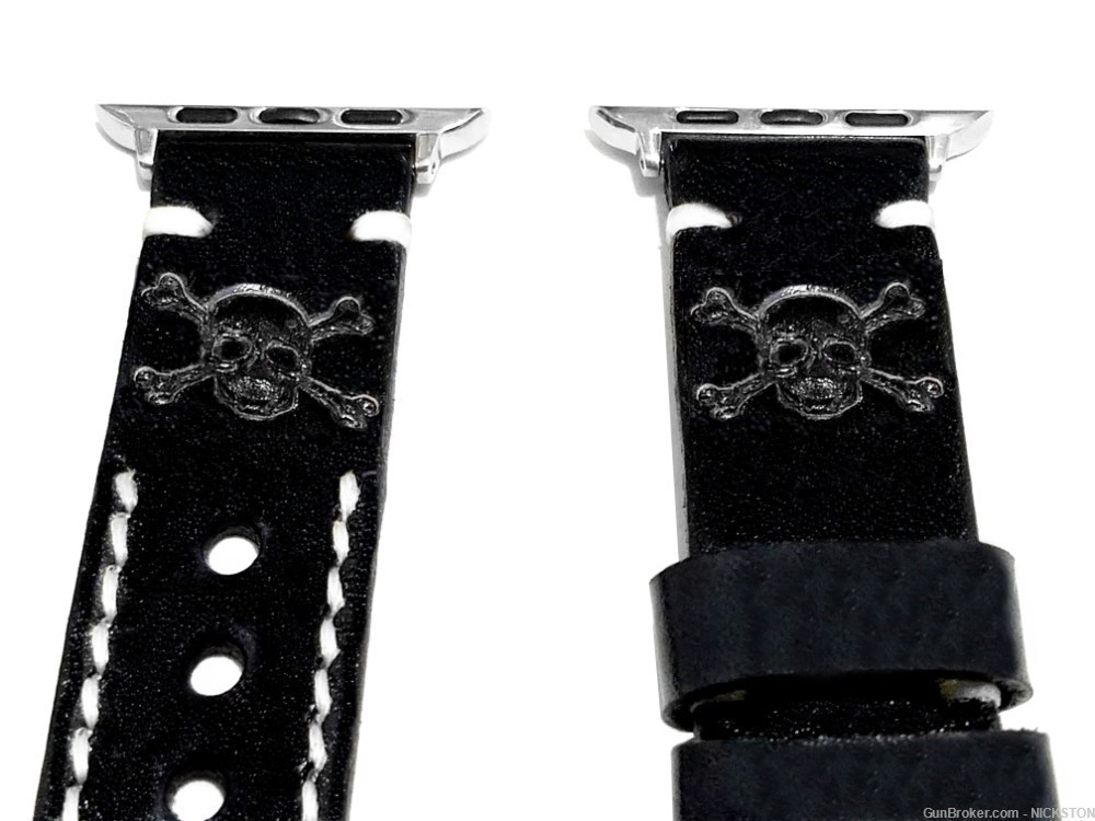 Black Skull Crossbones Leather Band Strap for 40mm Apple Watch All Series-img-3