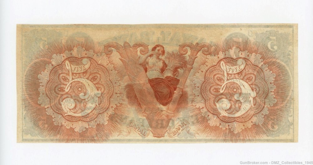 1800s $5 New Orleans Louisiana Bank Note Antique Currency Money-img-1