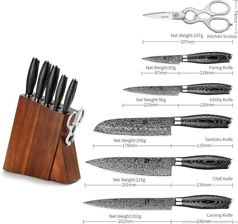  Super steel Damascus knife set. Real Wood handles-img-2