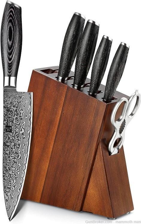  Super steel Damascus knife set. Real Wood handles-img-0