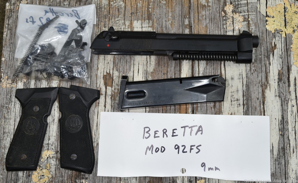 Beretta Model 92FS 9mm Luger Complete Slide, Barrel, Frame Parts & Mag-img-0