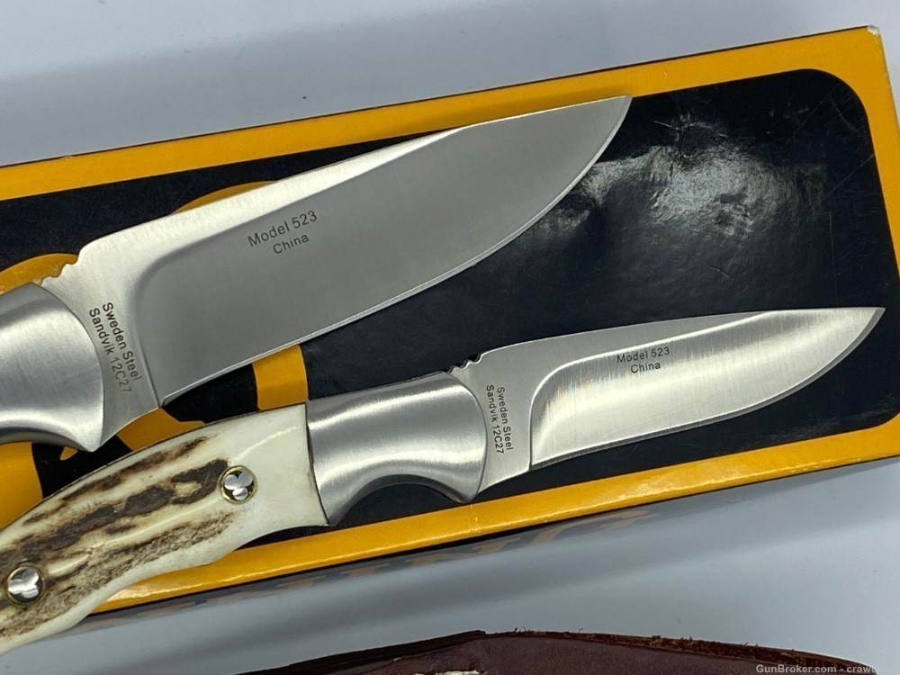 Browning Guide's Choice Twin Set Fixed Blade Hunting knives,Stag Handle NOS-img-5