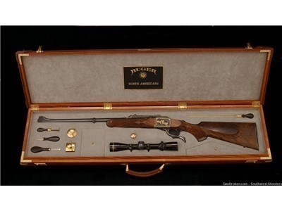 Ruger No. 1  Rifle, Marktl Engraved, "Mountain Lion" Big Game Series