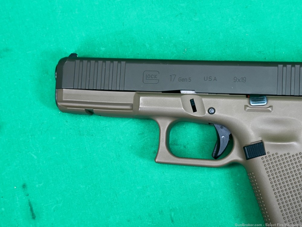 New in Box Glock 17 Gen 5 9mm FDE Frame OD slide 3-17rd mags G17-img-3