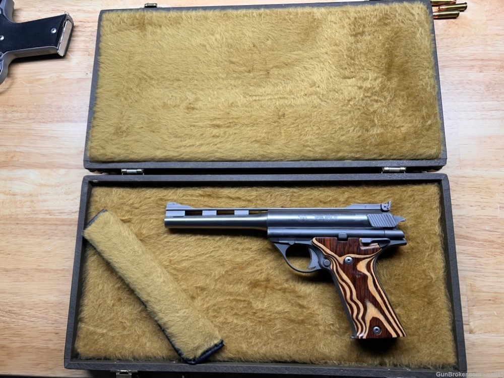 L.E. Jurras Automag model 100 pistol in .357 AMP caliber with case-img-0