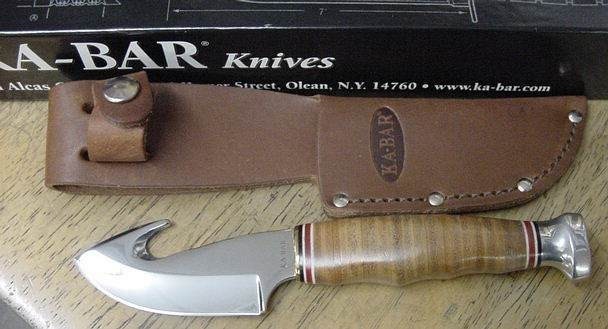 Ka- Bar Leather Handle Game Hook Knife KA1234-img-0