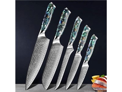 Kitchen knife set VG10 Damascus Abalone shell handles