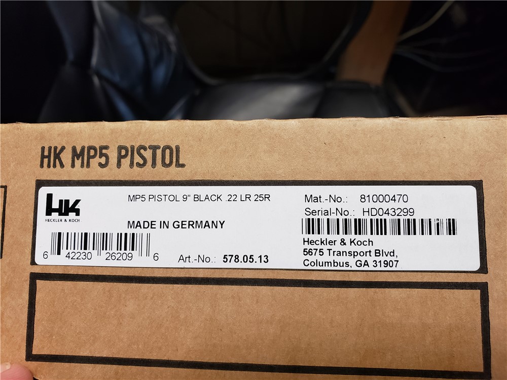NEW! Heckler & Koch HK MP5 PISTOL .22 LR 9" 22 22LR 81000470 THREADED NIB-img-0