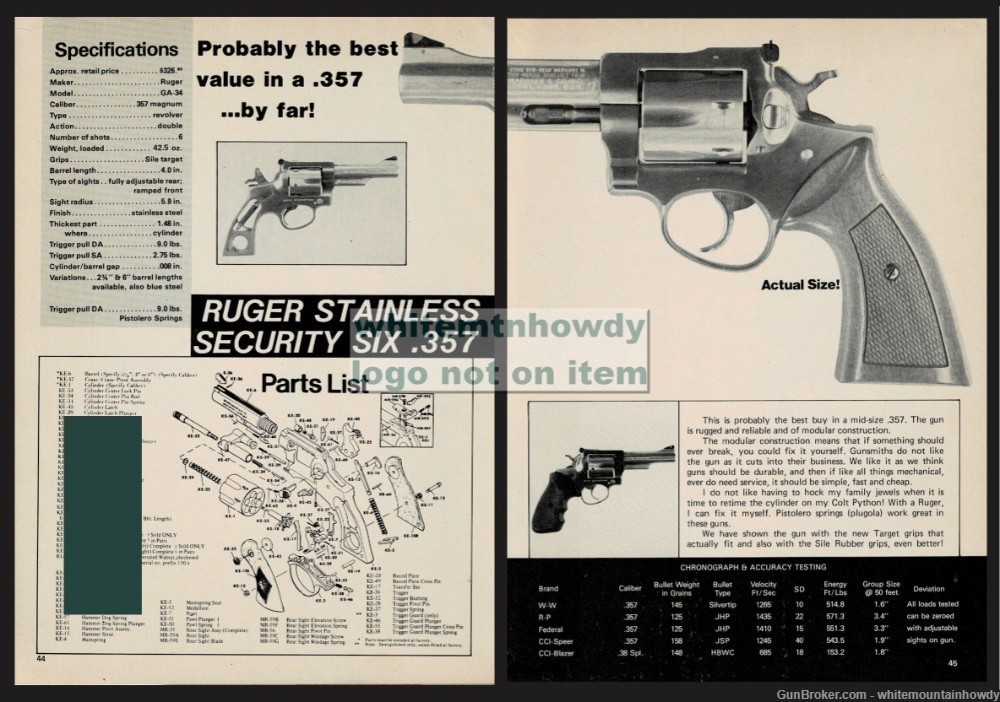 1983 RUGER Security-Six .357 Stainless Revolver Gun Test Evaluation Article-img-0