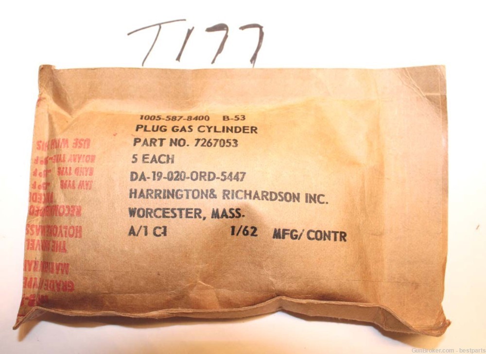 M1A/M14 Gas Cylinder Plug,”HR” 5 In Seal Package, Orig.  USGI - #T177-img-0