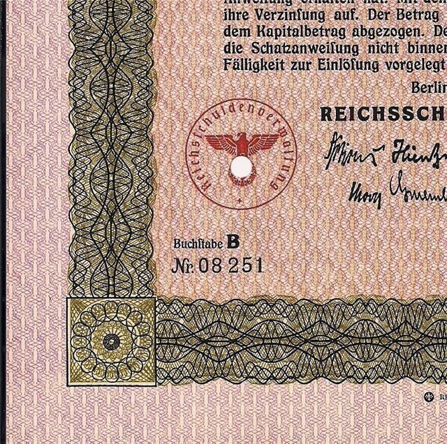 German Treasury Loan 10,000 Reichsmarks 1937 swastika, WWII-img-1