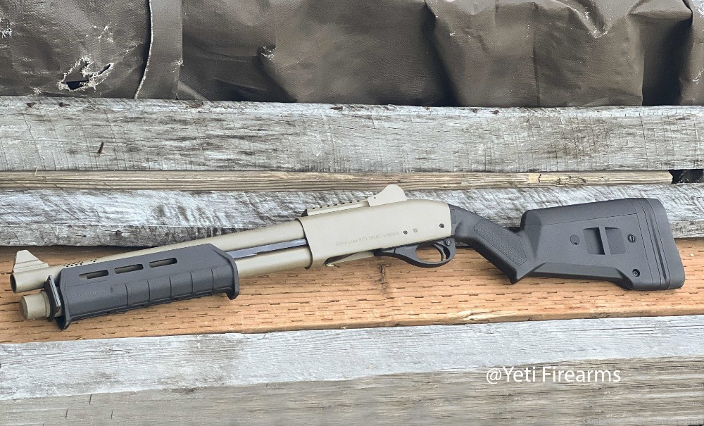 Vang Comp Remington 870 Police Magnum 12 Gauge SBS 14" NFA 999M14 FDE-img-0