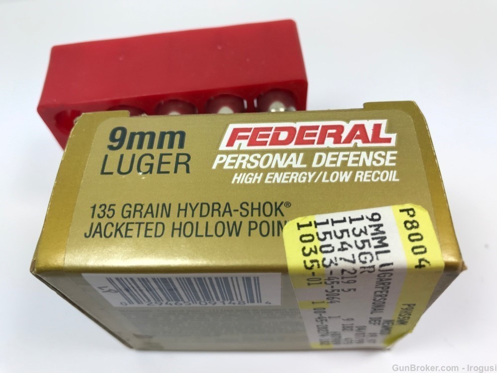 Federal Premium 9mm 135 Gr Hydra-Shok JHP Personal Defense 20 Rnds 1034-LP-img-1