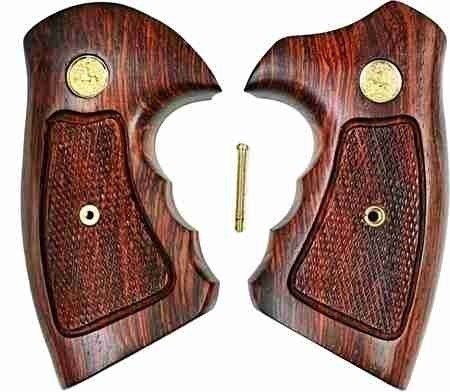 Colt Python Checkered Rosewood Grips W/Medallions-img-0