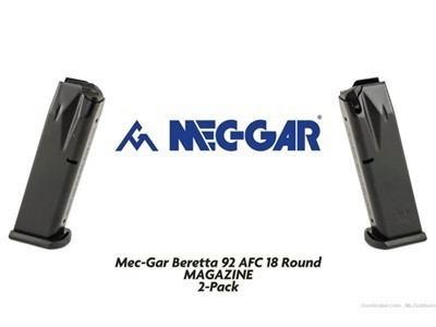 Mec-Gar Beretta 92FS M9 Magazine Flush fit Anti-Friction Mecgar 18rd 2 Pack