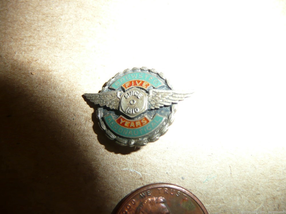 Brewster Aircraft Company Pin Back lapel pin Pre WWII-img-2