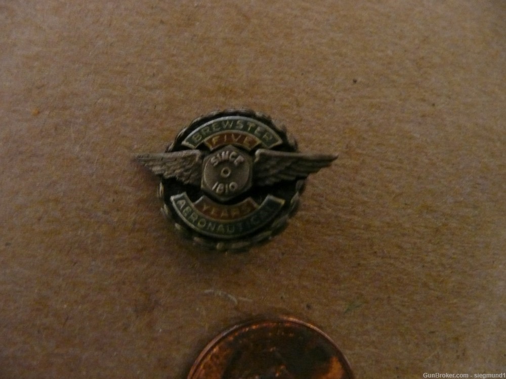 Brewster Aircraft Company Pin Back lapel pin Pre WWII-img-1