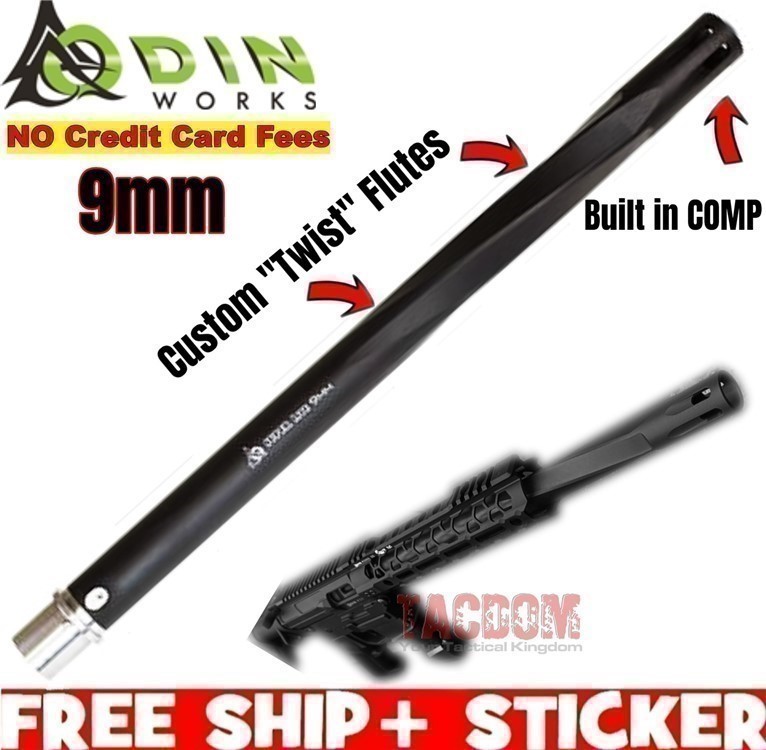 Odin Works 9mm PCC Super lite 16" Twist Barrel Black with Comp Built In AR9-img-0