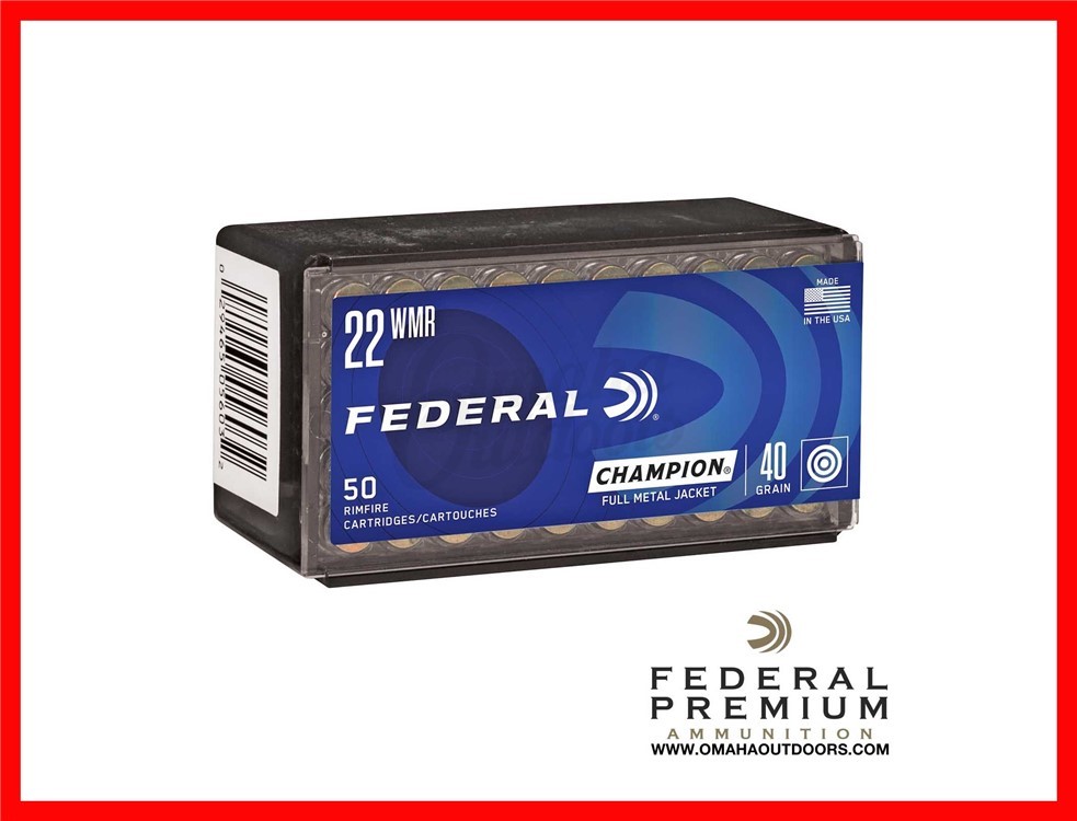 Federal Champion 22 WMR Ammo 40 Grain Full Metal Jacket 50 Rounds 737-img-0