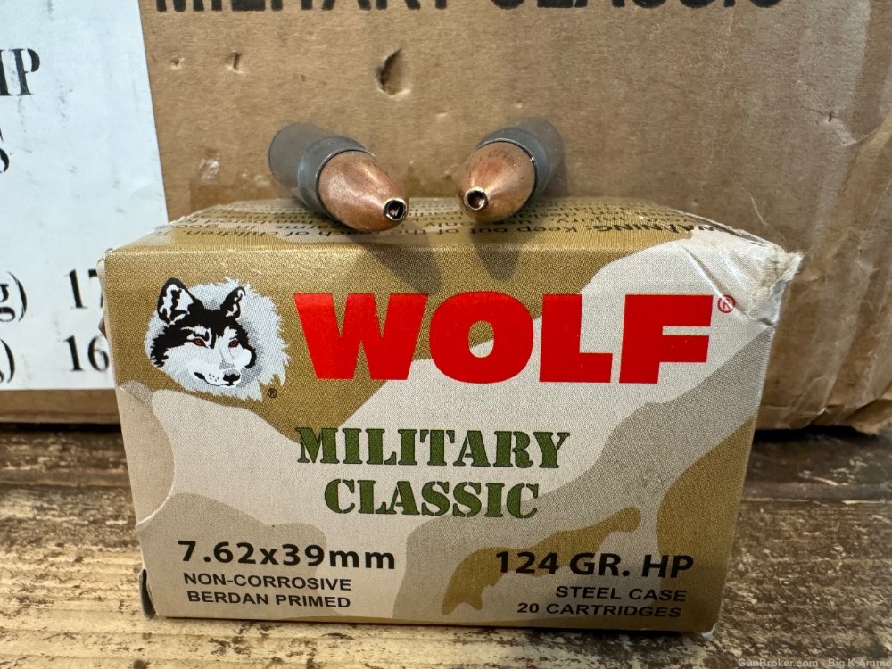 7.62 x 39 hollow points 124 Gr self defense hunting 100 Rounds (5 boxes)-img-0