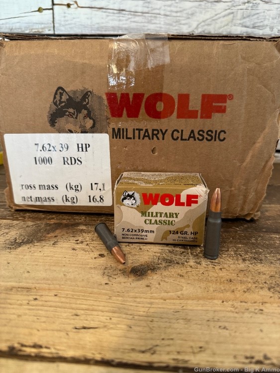7.62 x 39 hollow points 124 Gr self defense hunting 100 Rounds (5 boxes)-img-1