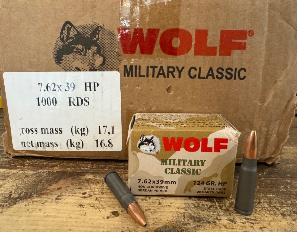7.62 x 39 hollow points 124 Gr self defense hunting 100 Rounds (5 boxes)-img-2