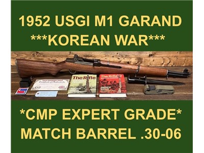 M1 GARAND SPRINGFIELD 1952 CMP EXPERT GRADE .30-06 GARAND BEAUTY EXTRAS