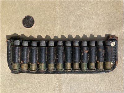 Vintage .32-20 Rounds Ammunition in Leather Carrier - 12 Mixed Cartridges 