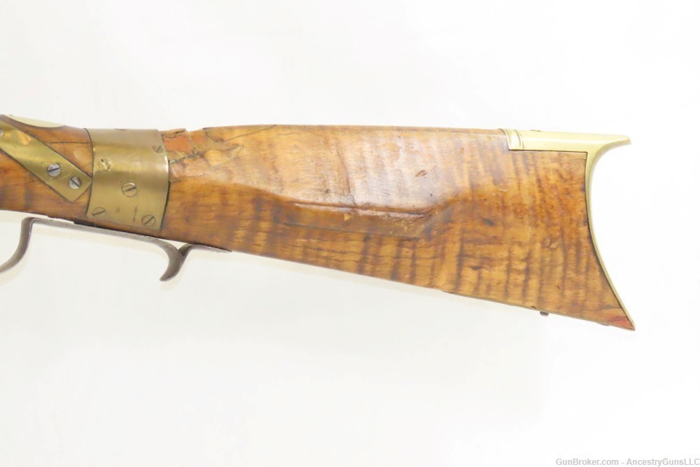 Antique A.G. BISHOP Signed Half-Stock .40 Caliber Percussion LONG RIFLE    -img-15