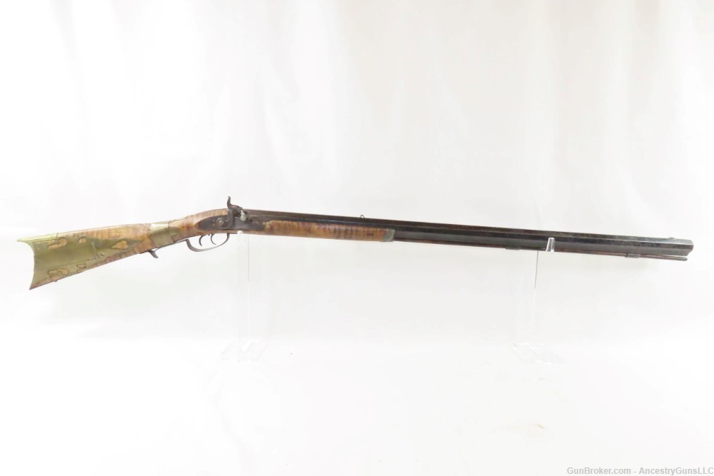 Antique A.G. BISHOP Signed Half-Stock .40 Caliber Percussion LONG RIFLE    -img-1