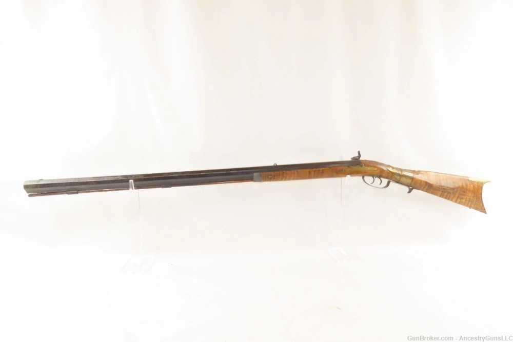 Antique A.G. BISHOP Signed Half-Stock .40 Caliber Percussion LONG RIFLE    -img-14