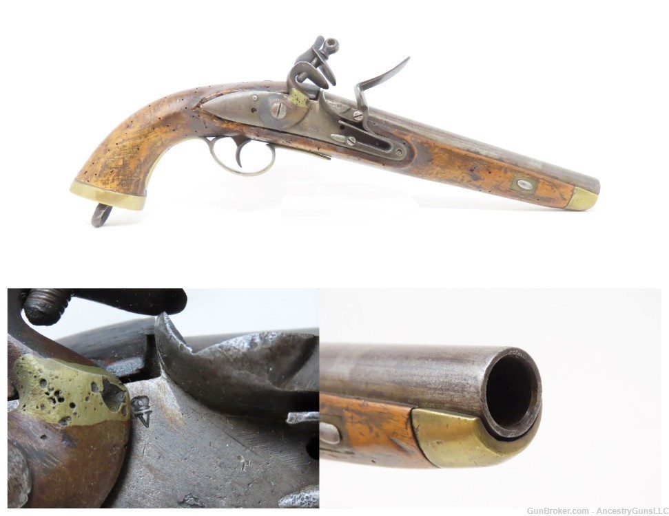 Early-1800 Antique LIEGE Martial Size FLINTLOCK Pistol .65 Caliber European-img-0