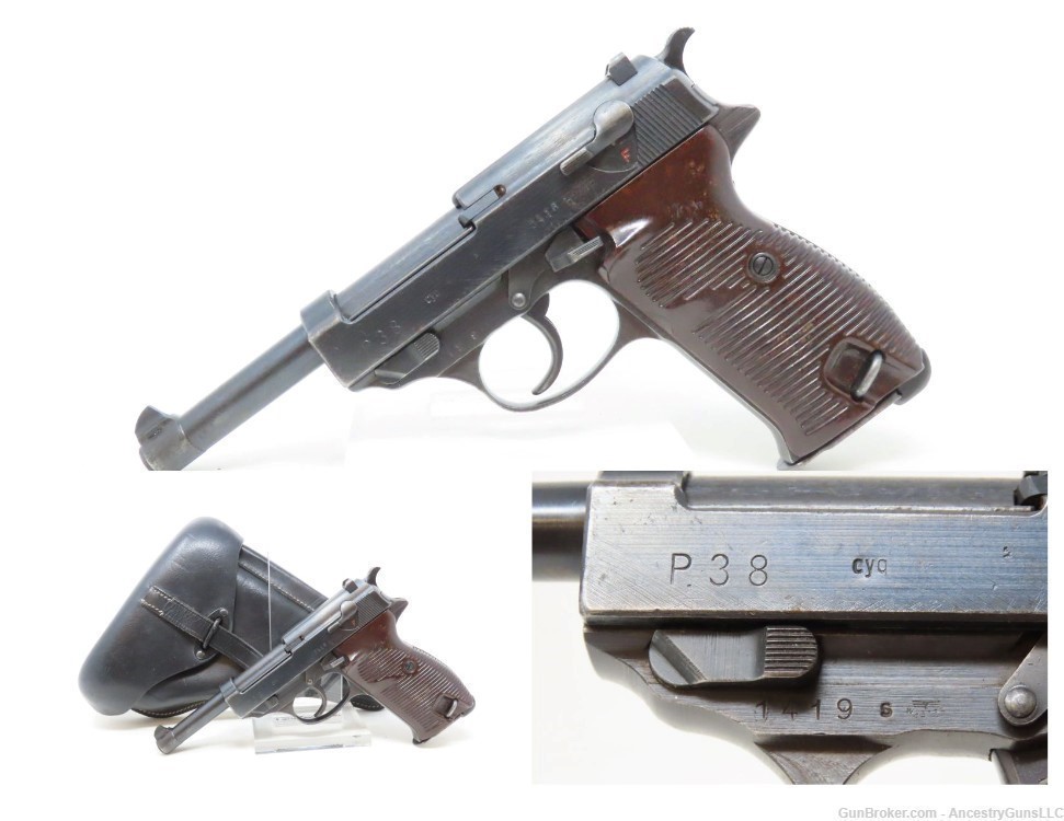 WORLD WAR II German SPREEWERKE “cyq” Code P.38 Semi-Auto Pistol C&R-img-0
