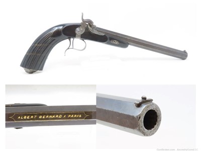 GOLD INLAID French Antique ALBERT BERNARD Marked .52 Caliber DUELING Pistol