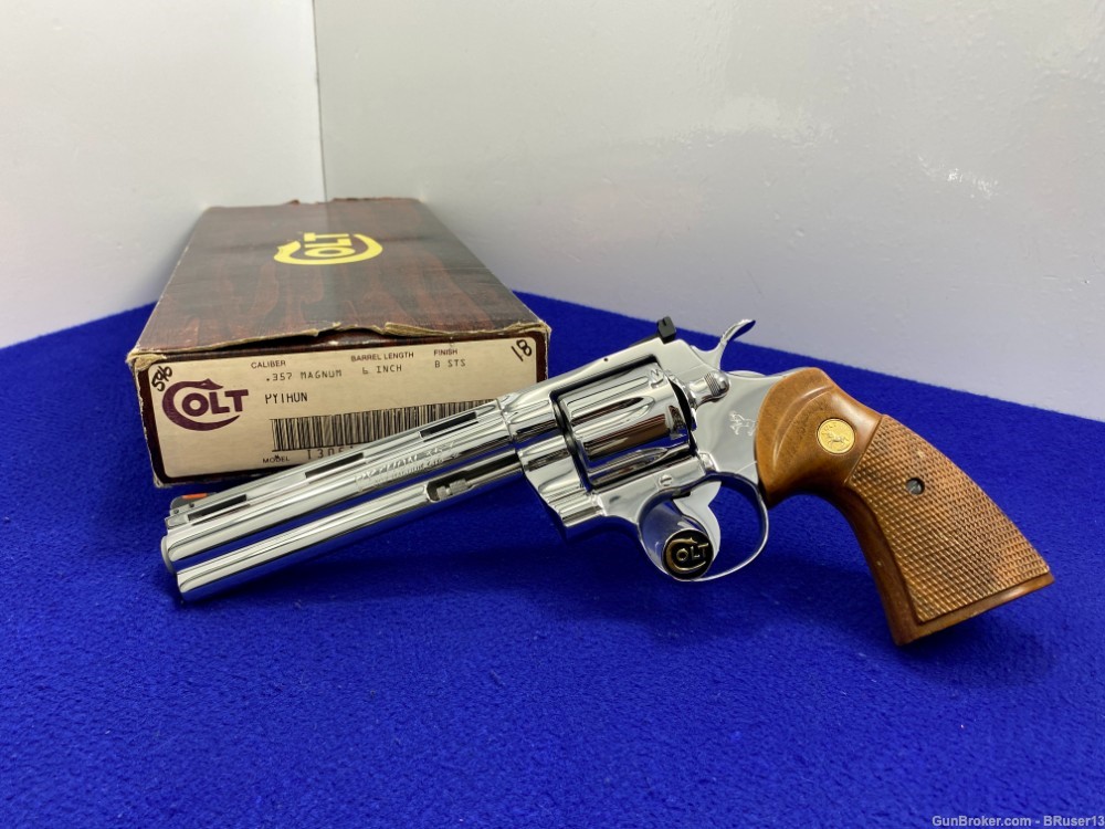 1985 Colt Python .357 Mag 6" *ULTRA RARE FACTORY BRIGHT STAINLESS MODEL*-img-5
