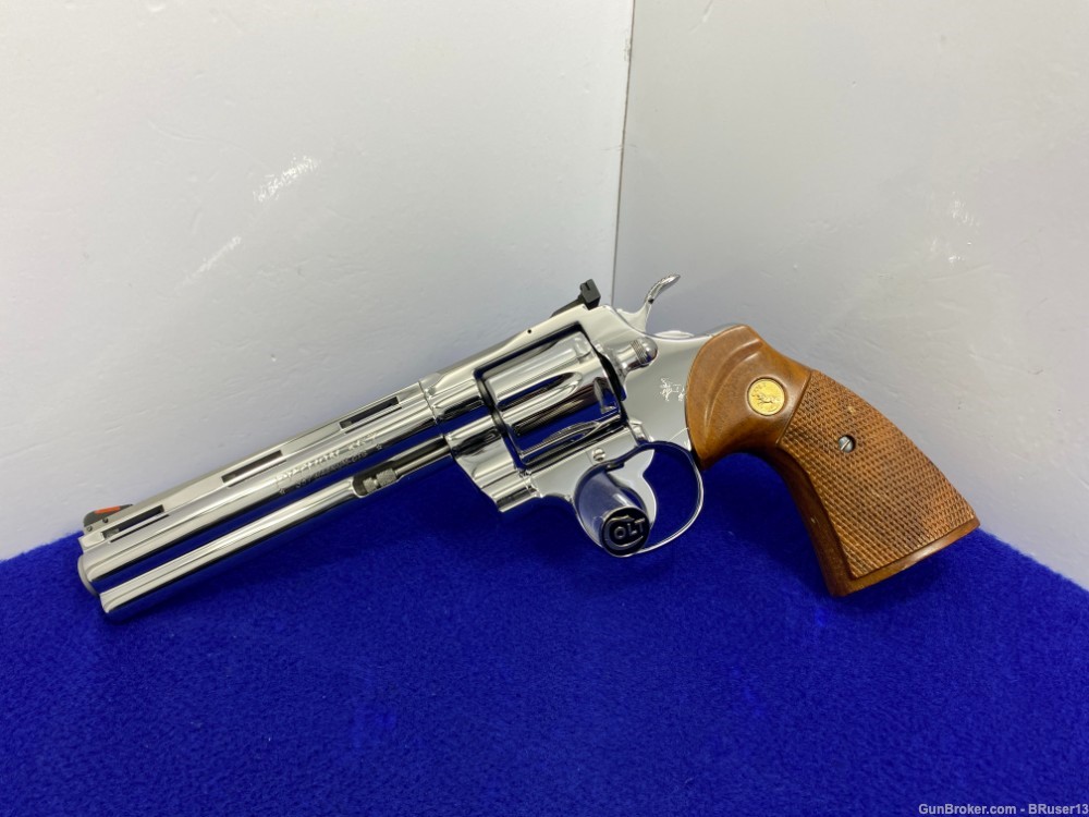 1985 Colt Python .357 Mag 6" *ULTRA RARE FACTORY BRIGHT STAINLESS MODEL*-img-7