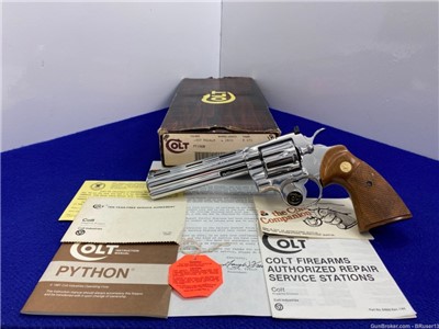 1985 Colt Python .357 Mag 6" *ULTRA RARE FACTORY BRIGHT STAINLESS MODEL*