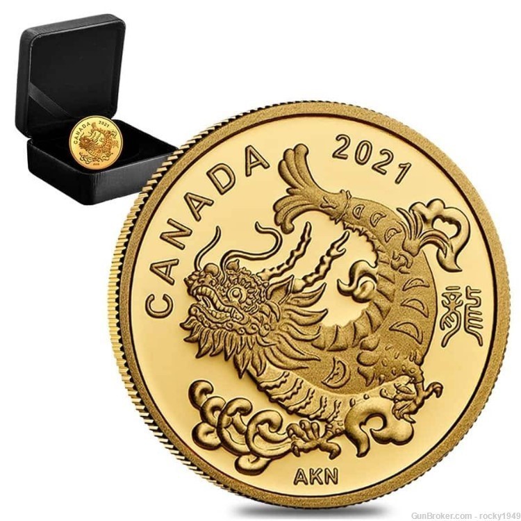 2021 - Canada $8.- Triumphant Dragon - 14.1 mm - 1.58 grams .9999 gold-img-0