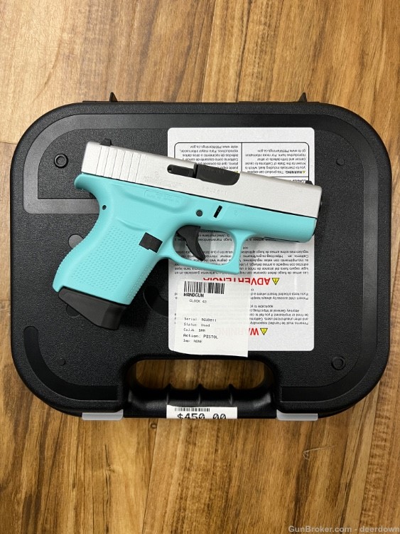 Glock G43 9mm Teal and Stainless-img-0