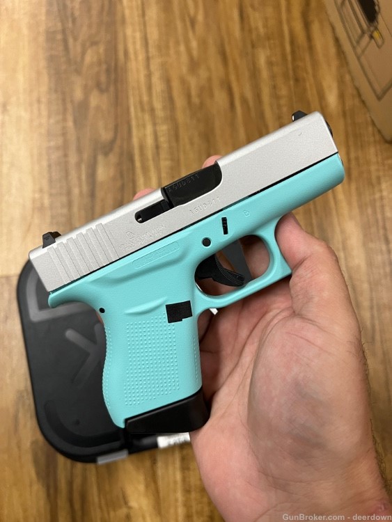 Glock G43 9mm Teal and Stainless-img-1